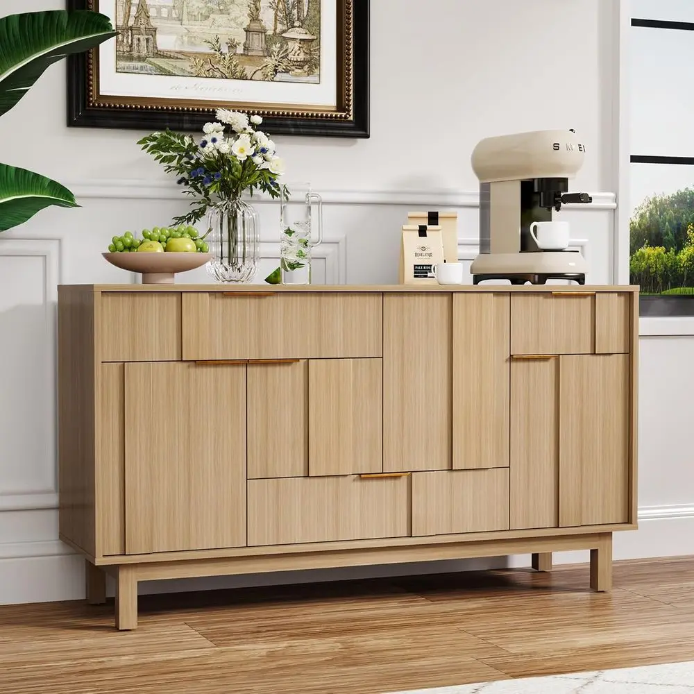 54 Inch 3D Geometric Door TV Stand with Storage for Living and Dining Rooms - Natural Finish
54 Inch 3D Geometric Door TV Stand with Storage for Living and Dining Rooms - Natural Finish