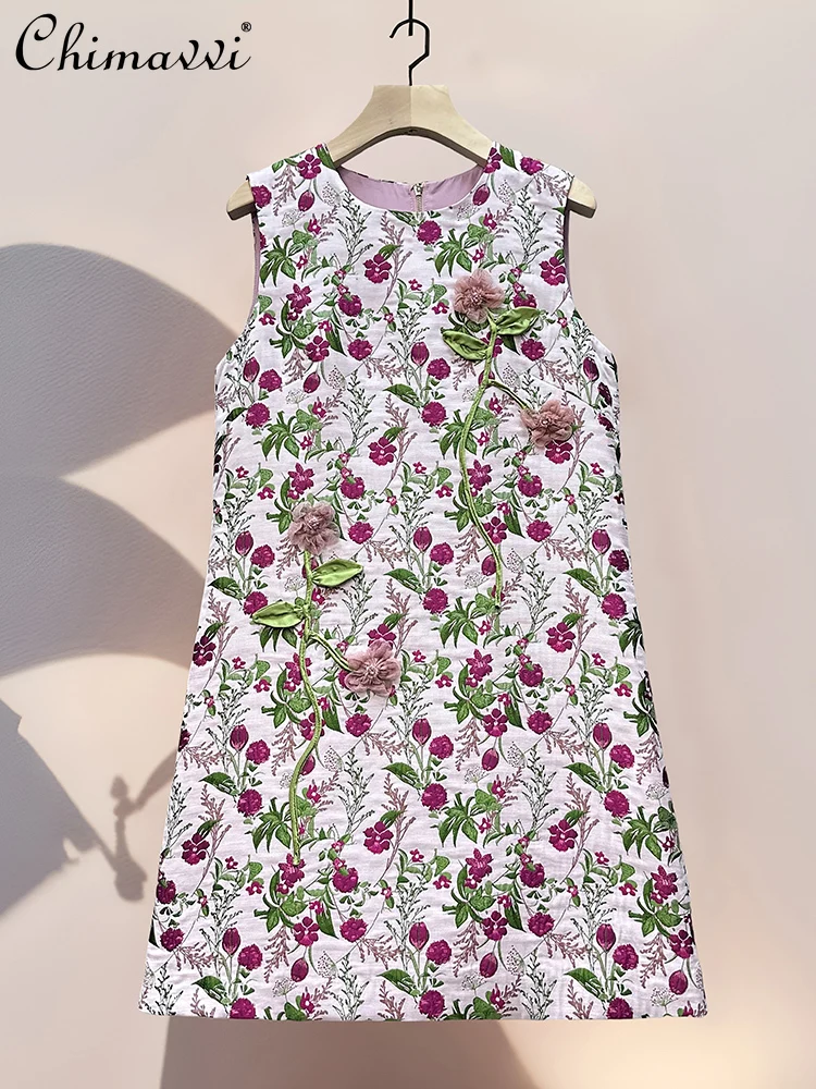 French Elegant Socialite Evening Dresses Crew Neck Sleeveless 3D Mesh Flower Embroidery High Waist Slim A-line Short Dress Women
French Elegant Socialite Evening Dresses Crew Neck Sleeveless 3D Mesh Flower Embroidery High Waist Slim A-line Short Dress Women