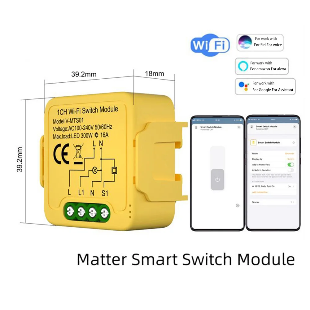 Автоматический выключатель для Matter Wi-Fi, умный переключатель 16A, релейный модуль для умного дома, поддерживает детекторы контроля измерений Tuya
Автоматический выключатель для Matter Wi-Fi, умный переключатель 16A, релейный модуль для умного дома, поддерживает детекторы контроля измерений Tuya