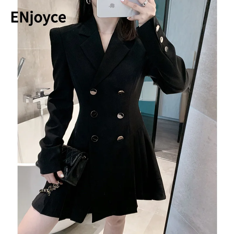 2023 Spring Black Elegant Mini Suit Dress Women Long Sleeve Korean Style Slim Pleated Hem Dresses France Vintage One-piece Dress
2023 Spring Black Elegant Mini Suit Dress Women Long Sleeve Korean Style Slim Pleated Hem Dresses France Vintage One-piece Dress