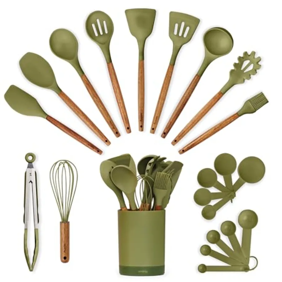 Silicone Kitchen Utensils Set and Holder: Cooking Utensils Set - Kitchen entials for New Home and 1st Apartment- Silicone Spatu
Silicone Kitchen Utensils Set and Holder: Cooking Utensils Set - Kitchen entials for New Home and 1st Apartment- Silicone Spatu