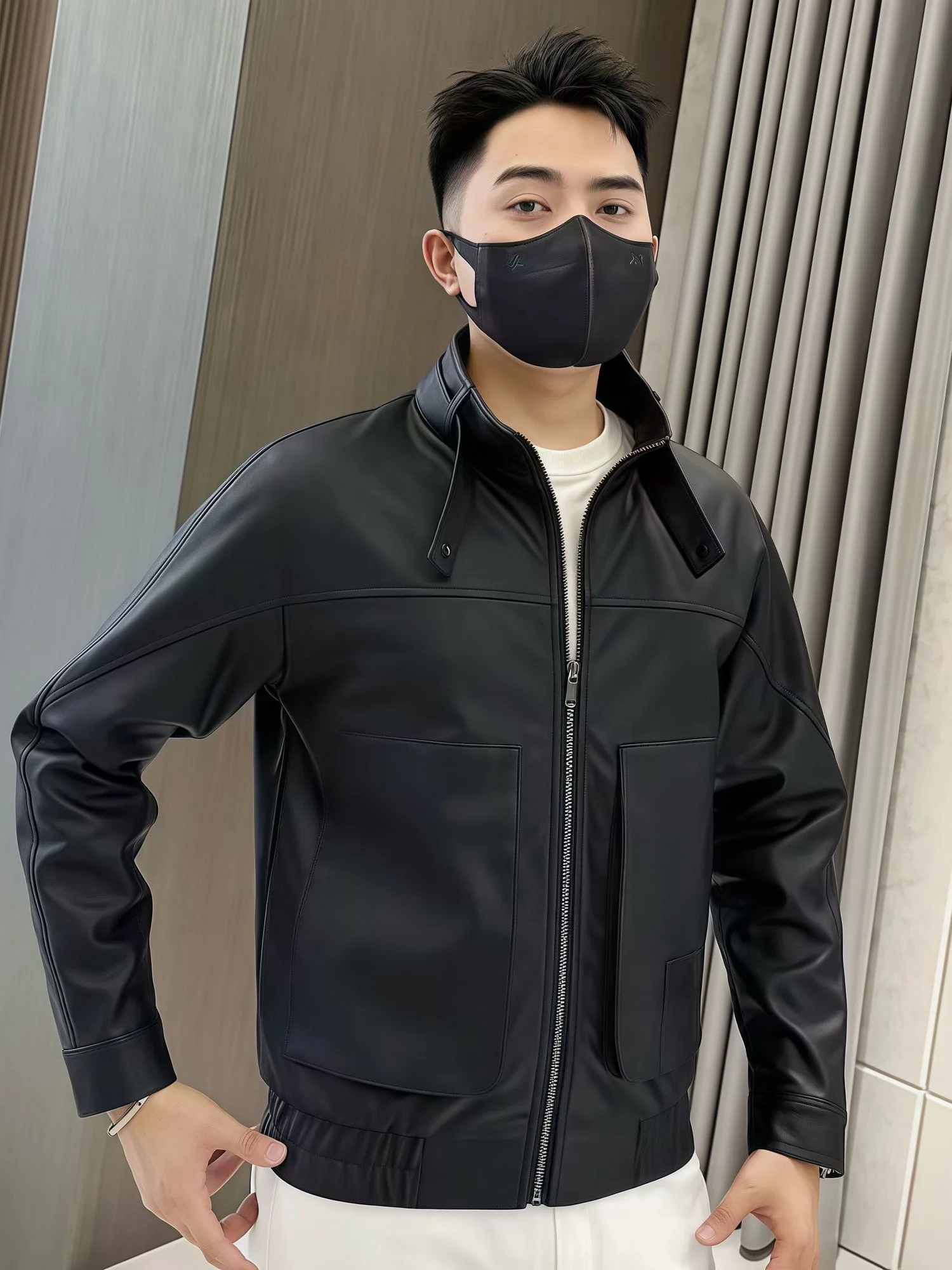 Spring New Arrival Men's Leather Jaet Faionable Waed PU Coat Sli Versatile Lightweight Urban Casual Long Sve Zipper
Spring New Arrival Men's Leather Jaet Faionable Waed PU Coat Sli Versatile Lightweight Urban Casual Long Sve Zipper
