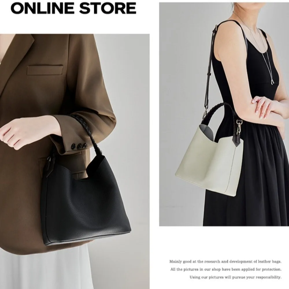 Genuine leather women's casual bucket bag, large-capacity handbag, high-end single-shoulder crossbody underarm bag
Genuine leather women's casual bucket bag, large-capacity handbag, high-end single-shoulder crossbody underarm bag