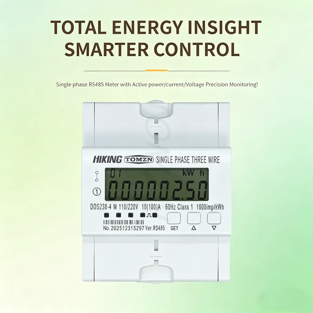 TOMZN DDS238-4 L1L2 Phase Voltage & Frequency, 50/60Hz FM2S 100A Bi-directional Active Energy Meter with RS485 comms.
TOMZN DDS238-4 L1L2 Phase Voltage & Frequency, 50/60Hz FM2S 100A Bi-directional Active Energy Meter with RS485 comms.