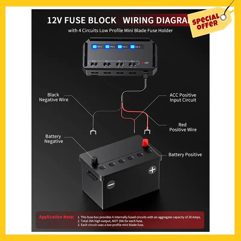 12V Fuse Box Universal 20A Automotive Moto Block Fuse LED Indicator Light Heat-Resistant Fuse Hold For Car Motorcycle
12V Fuse Box Universal 20A Automotive Moto Block Fuse LED Indicator Light Heat-Resistant Fuse Hold For Car Motorcycle