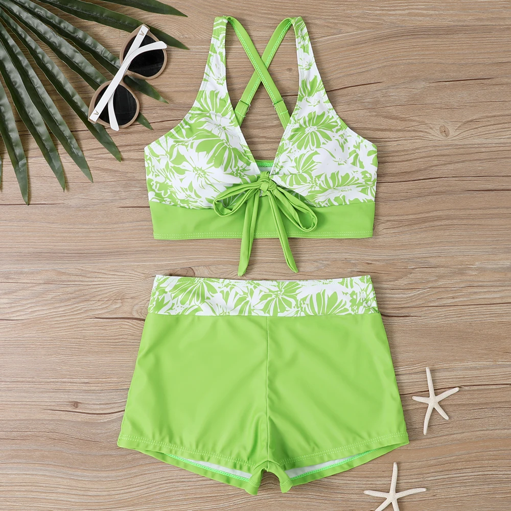Women's Tankini Swimsuit Set, Floral Print Backless Two-Piece Swimwear, Fashionable Beachwear with Tank Top & Shorts Sexy Bikini
Women's Tankini Swimsuit Set, Floral Print Backless Two-Piece Swimwear, Fashionable Beachwear with Tank Top & Shorts Sexy Bikini