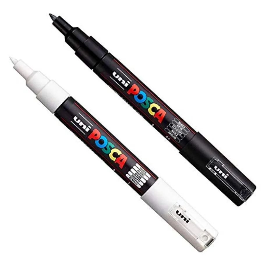 PC-1M Paint Art Marker Pens - Fabric Glass Metal Pen - Set of Black + White 1 of Each
PC-1M Paint Art Marker Pens - Fabric Glass Metal Pen - Set of Black + White 1 of Each