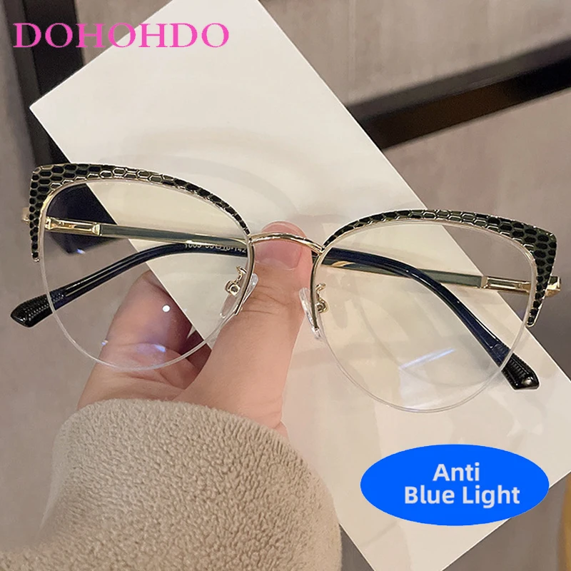 Senior Metal Cat Eye Half Frame Blue Light Blocking Glasses Women Men Luxury Designers Optical Computer Eye Protection Eyewear
Senior Metal Cat Eye Half Frame Blue Light Blocking Glasses Women Men Luxury Designers Optical Computer Eye Protection Eyewear