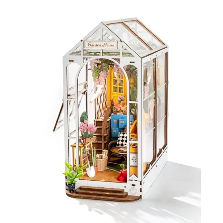 DIY Book Nook Kit Wooden 3D Puzzle Bookends 9.5" Garden House Miniature Kit with LED Bookshelf Decor Arts and Crafts for Adults
DIY Book Nook Kit Wooden 3D Puzzle Bookends 9.5" Garden House Miniature Kit with LED Bookshelf Decor Arts and Crafts for Adults