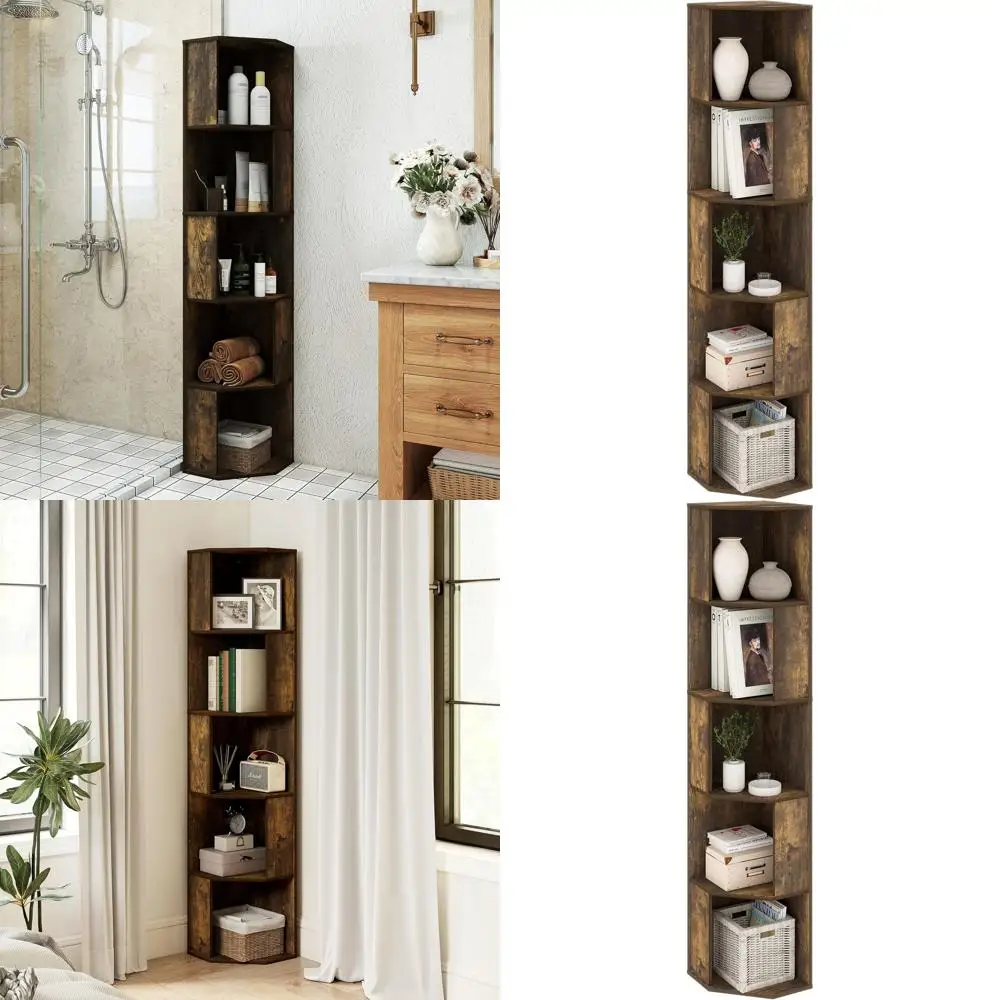 5-ярусный черный узкий книжный шкаф с открытыми полками, высокий деревянный стеллаж для дома, 11.73x11.73x60.71, коричневый
5-ярусный черный узкий книжный шкаф с открытыми полками, высокий деревянный стеллаж для дома, 11.73x11.73x60.71, коричневый