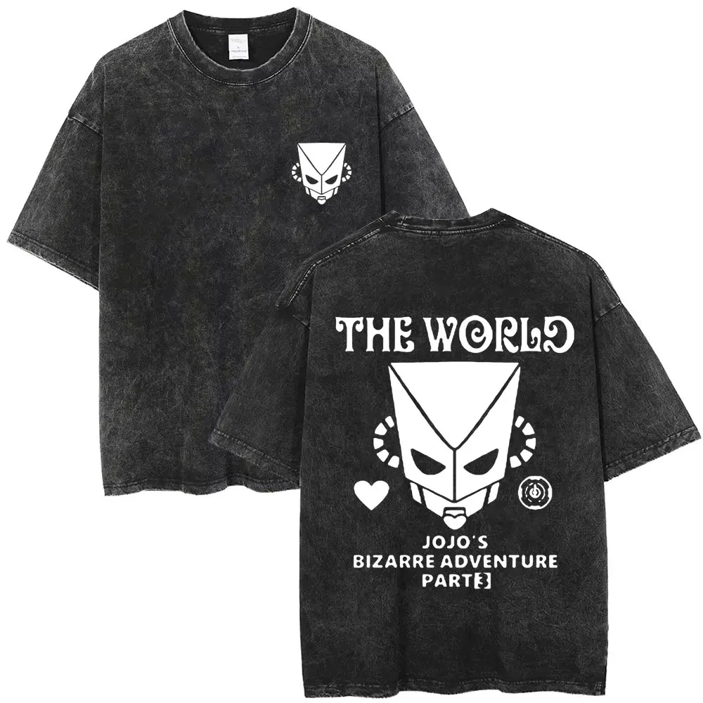 Washed Vintage Anime JoJo's Bizarre Adventure The World Graphic T-shirt Summer Men Women Fashion Manga Retro Oversized Tshirt
Washed Vintage Anime JoJo's Bizarre Adventure The World Graphic T-shirt Summer Men Women Fashion Manga Retro Oversized Tshirt
