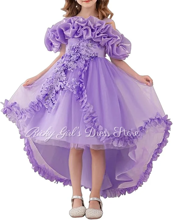 Purple Customized Off Shoulder Flower Girl Dress For Wedding High Low Ruffle Tulle Beading First Communion Birthday Party Gown
Purple Customized Off Shoulder Flower Girl Dress For Wedding High Low Ruffle Tulle Beading First Communion Birthday Party Gown