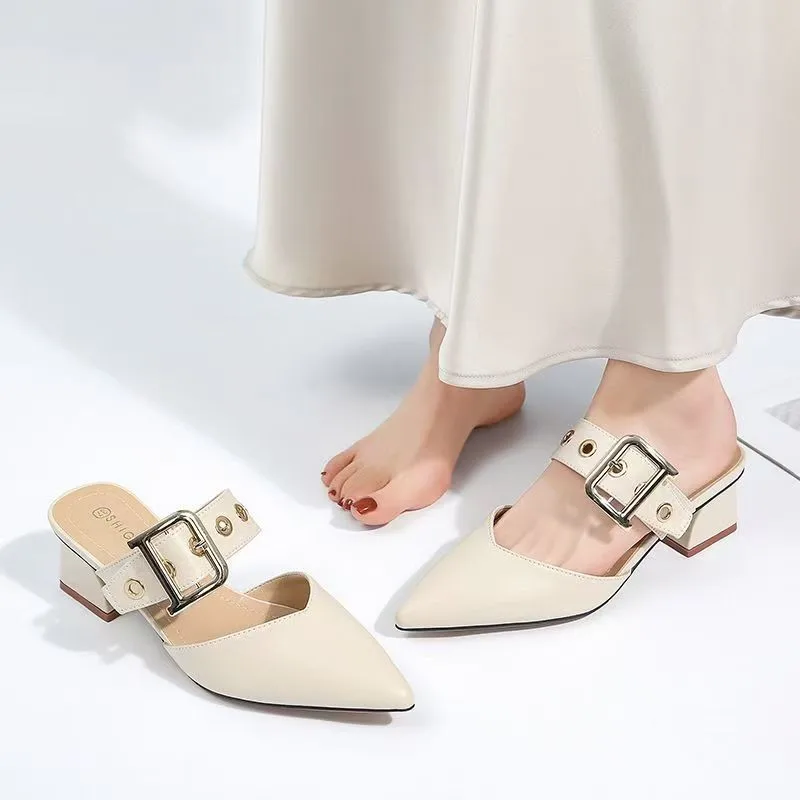 Baotou Half-Soled Women'S Outerwear Pointed-Toe Sandals, Korean-Style Thick-Heeled Versatile High-Heeled Shoes For Women
Baotou Half-Soled Women'S Outerwear Pointed-Toe Sandals, Korean-Style Thick-Heeled Versatile High-Heeled Shoes For Women
