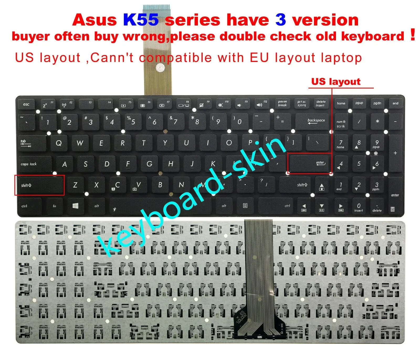 Новая клавиатура США без рамки для ноутбука серии Asus K55 K55A K55D K55DE K55DR K55N K55VD K55VJ K55VM
Новая клавиатура США без рамки для ноутбука серии Asus K55 K55A K55D K55DE K55DR K55N K55VD K55VJ K55VM