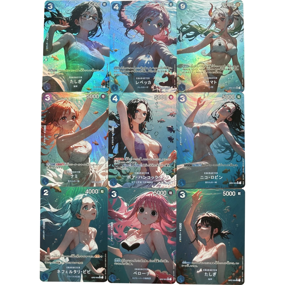 9Pcs/set Anime OPCG Sexy Collection Card Boa Hancock Nami Yamato Perona Refractive Colorful Flash Card Boy Gifts
9Pcs/set Anime OPCG Sexy Collection Card Boa Hancock Nami Yamato Perona Refractive Colorful Flash Card Boy Gifts