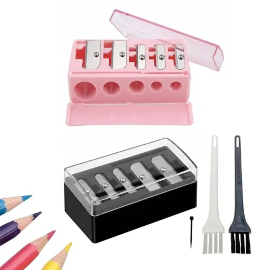 2 in 1 Set: 5 Hole Long Point Makeup Pencil Sharpener with Lid and Cleaning Brush, Cosmetic Sharpeners for Eyebrow Eyeliner Lip
2 in 1 Set: 5 Hole Long Point Makeup Pencil Sharpener with Lid and Cleaning Brush, Cosmetic Sharpeners for Eyebrow Eyeliner Lip