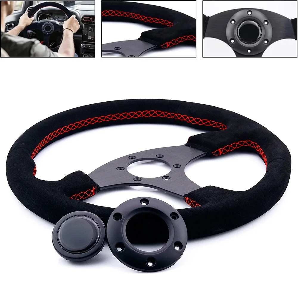 14'' Universal Racing Steering Wheel 350MM Car Sport Steering Wheel Suede Drifting Ralliart Game Steering Wheel Car Accessories
14'' Universal Racing Steering Wheel 350MM Car Sport Steering Wheel Suede Drifting Ralliart Game Steering Wheel Car Accessories