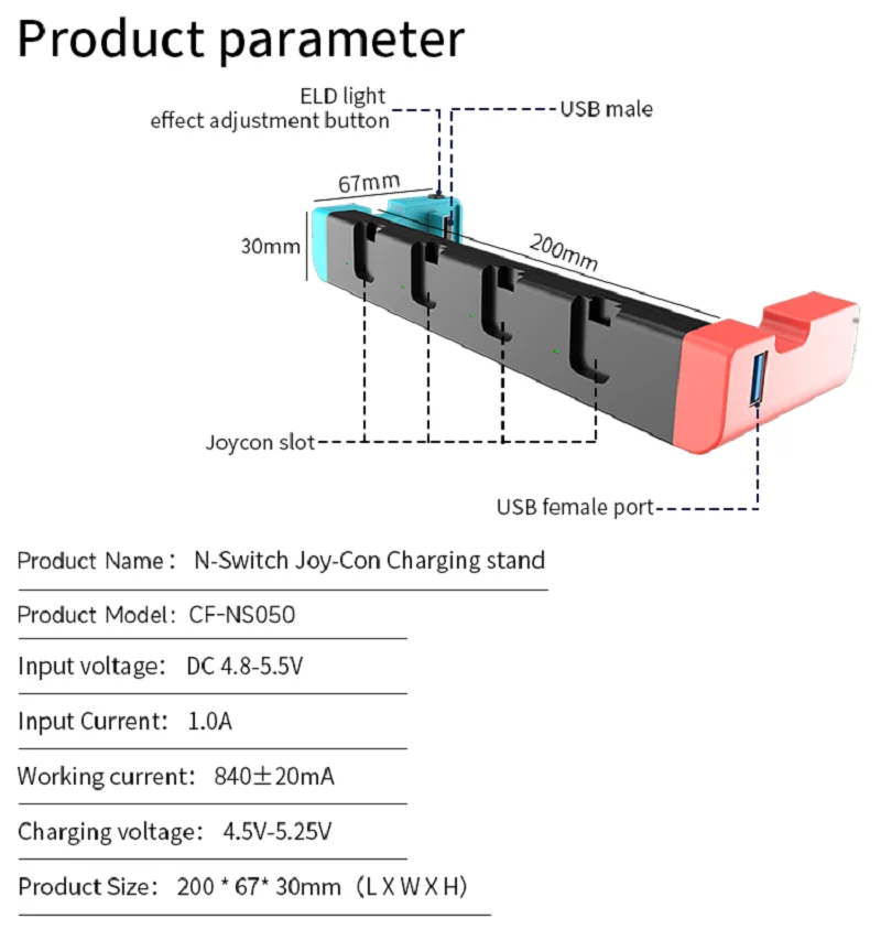 Suitable for Joy-Con N-Switch Controller Charger Base Bracket Compatible with Switch and OLED Models, Can Charge Up to 4 Control
Suitable for Joy-Con N-Switch Controller Charger Base Bracket Compatible with Switch and OLED Models, Can Charge Up to 4 Control