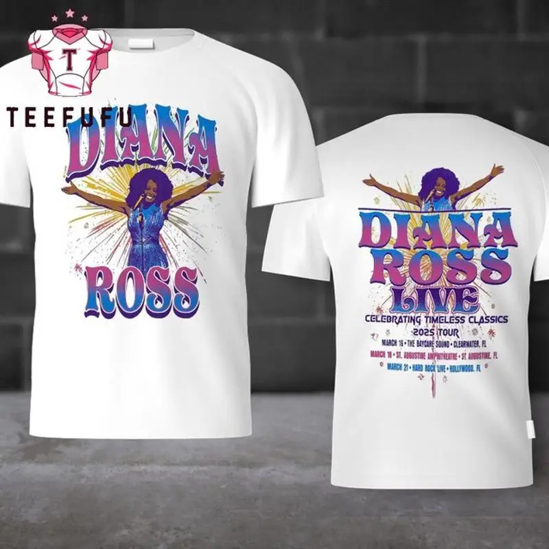 Diana Ross Timeless Classics 2025 Tour Slide T Shirt
Diana Ross Timeless Classics 2025 Tour Slide T Shirt