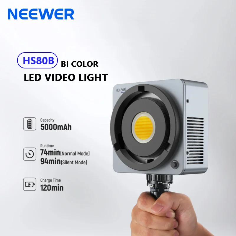 NEEWER HB80B, 80 Вт, двухцветный COB светодиодный светильник для видеосъемки, 26500 люкс, 2700–6500 K CRI95+, приложение/2,4G, крепление Bowens Control
NEEWER HB80B, 80 Вт, двухцветный COB светодиодный светильник для видеосъемки, 26500 люкс, 2700–6500 K CRI95+, приложение/2,4G, крепление Bowens Control