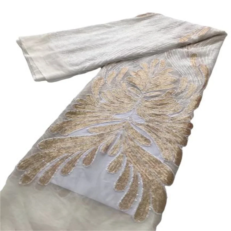 French Groom Lace Fabric 2023 High Quality African Lace Fabric With White/Gold Sequins Nigerian Wedding Lace Fabrics For Wedding
French Groom Lace Fabric 2023 High Quality African Lace Fabric With White/Gold Sequins Nigerian Wedding Lace Fabrics For Wedding