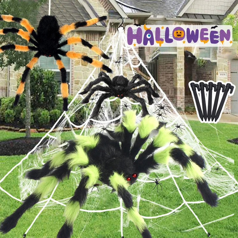 Giant Spider Huge Spider Web Halloween Decoration Props Haunted Indoor Outdoor Spooky Plush Large Araneid Prank Trick Supplies
Giant Spider Huge Spider Web Halloween Decoration Props Haunted Indoor Outdoor Spooky Plush Large Araneid Prank Trick Supplies
