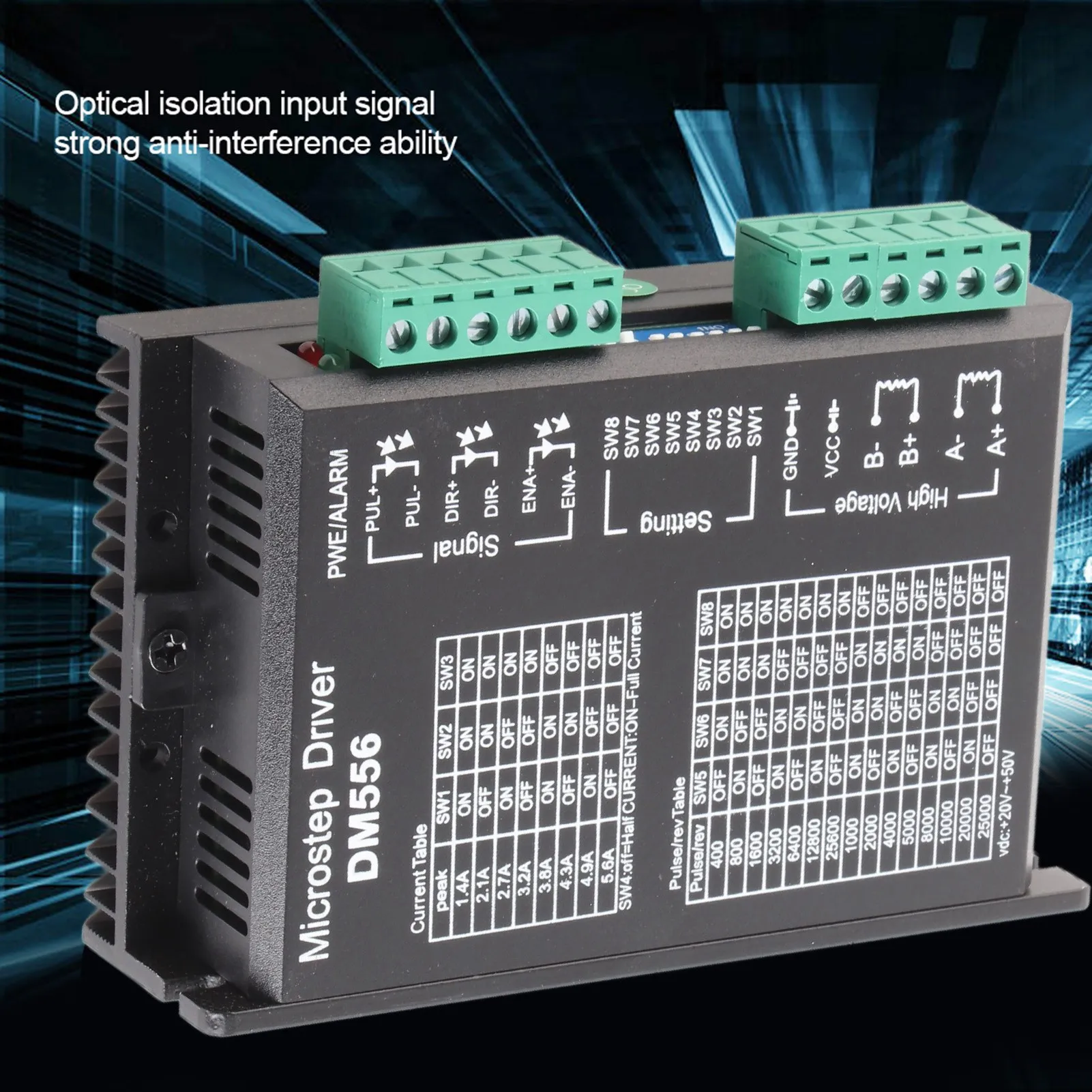 Stepping Motor Driver 42/57 Stepper Motor Driver DM556 2‑phase Stepper Motor Driver 42/57 Stepping Motor Driver 24V‑50V
Stepping Motor Driver 42/57 Stepper Motor Driver DM556 2‑phase Stepper Motor Driver 42/57 Stepping Motor Driver 24V‑50V