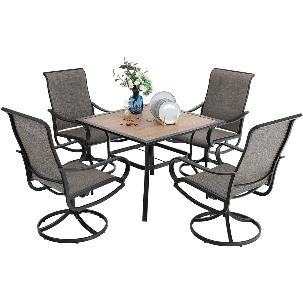 5 Piece Outdoor Patio Dining Set, Patio Table & Chair Set Clearance or 4 Person, 4 Swivel Dining Chairs & 1 Square Patio Table(1
5 Piece Outdoor Patio Dining Set, Patio Table & Chair Set Clearance or 4 Person, 4 Swivel Dining Chairs & 1 Square Patio Table(1