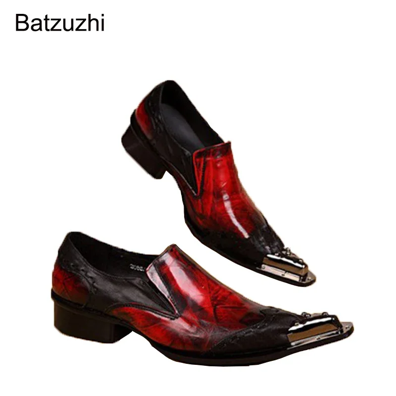 Batzuzhi POP Fashion red Genuine leather man's Shoes Ponited iron Toe casual British Style Man Dress shoes, Big size EU38-EU12
Batzuzhi POP Fashion red Genuine leather man's Shoes Ponited iron Toe casual British Style Man Dress shoes, Big size EU38-EU12