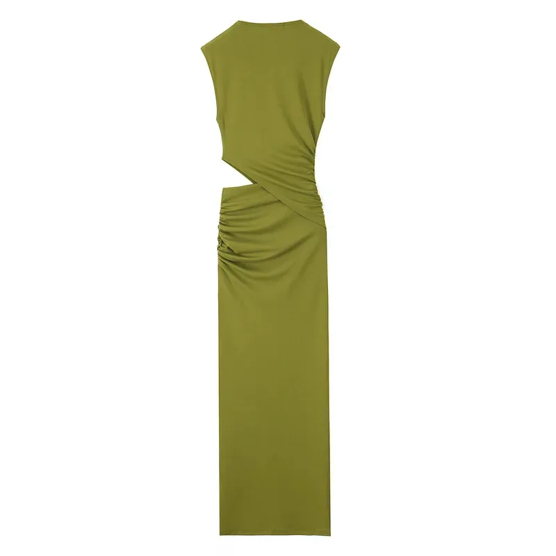 Summer Stylish Midi Dresses For Women Round Neck Slim Sleeveless Hollow Pleated Design Vintage Partywear Causal Dresses
Summer Stylish Midi Dresses For Women Round Neck Slim Sleeveless Hollow Pleated Design Vintage Partywear Causal Dresses