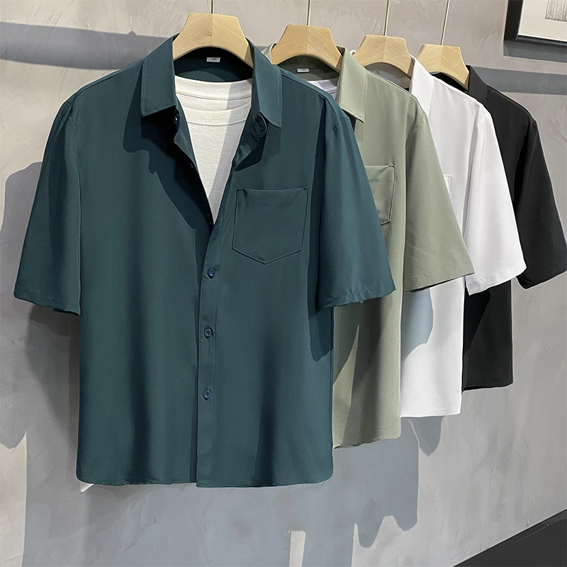 Ice Silk Button up irt Men's ort Sve Thin Casual irt Summer Lightweight Loose Drapey f Sve Faionable Netie
Ice Silk Button up irt Men's ort Sve Thin Casual irt Summer Lightweight Loose Drapey f Sve Faionable Netie