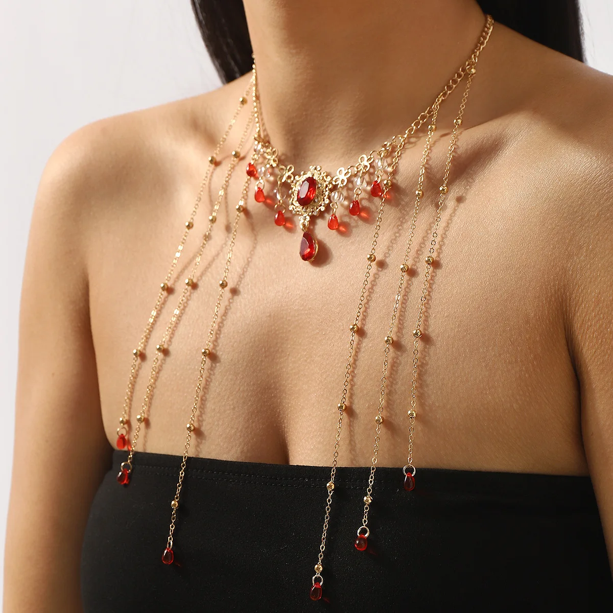 Niche Geometric Tassel Design Metal Ruby Necklace Parazacco spilurus subsp. spilurus Domain Wind Pendant Collarbone Chain
Niche Geometric Tassel Design Metal Ruby Necklace Parazacco spilurus subsp. spilurus Domain Wind Pendant Collarbone Chain