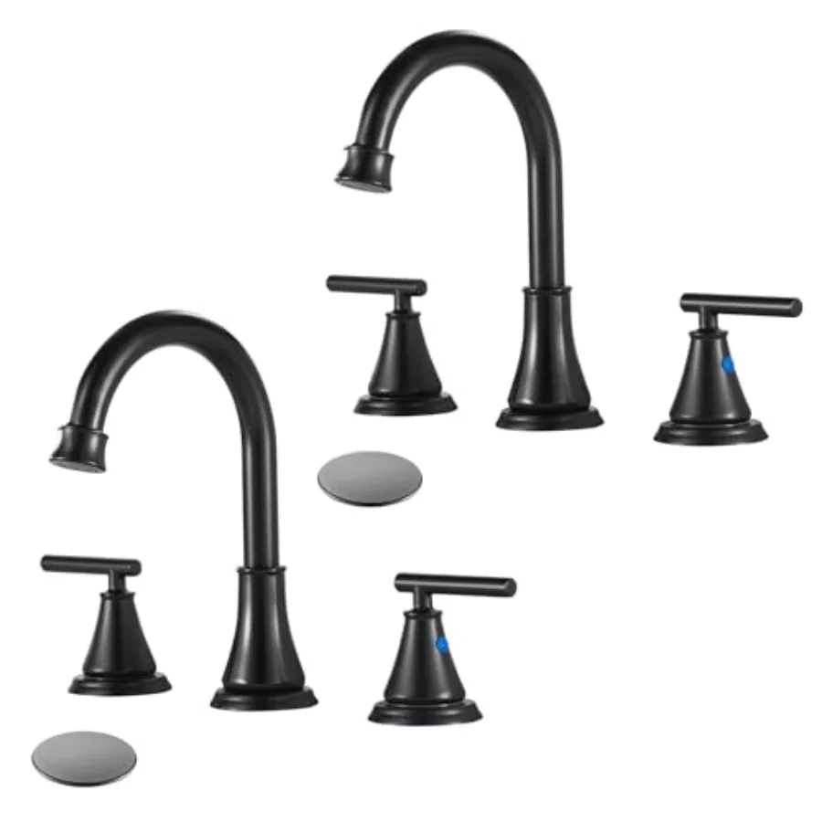Black 8 Inch Widespread Bathroom Sink Faucet 3 Hole, 2-Pack Bathroom Vanity Faucet with Metal Pop-up Drain Assembly, 2 Handle B
Black 8 Inch Widespread Bathroom Sink Faucet 3 Hole, 2-Pack Bathroom Vanity Faucet with Metal Pop-up Drain Assembly, 2 Handle B