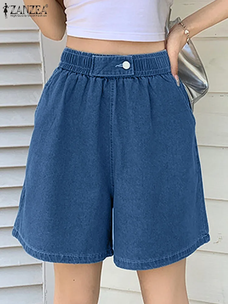 Women Fashion Elastic Waist Solid Loose Pants ZANZEA Summer Denim Shorts Casual Holiday Beach Trousers Vintage Palazzo Pantalon
Women Fashion Elastic Waist Solid Loose Pants ZANZEA Summer Denim Shorts Casual Holiday Beach Trousers Vintage Palazzo Pantalon