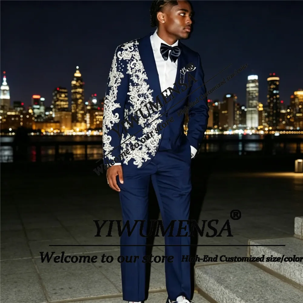 Exclusive Appliques Suit Men For Wedding Single Breasted Prom Blazer Customized 3 Piece Sets Groom Tuxedo Slim Fit Man Outfits
Exclusive Appliques Suit Men For Wedding Single Breasted Prom Blazer Customized 3 Piece Sets Groom Tuxedo Slim Fit Man Outfits