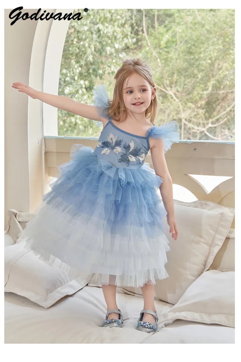 Cute Baby Girls 2026 New Summer High End Luxury Princess Dress Kids Heavy Sequin Floral Embroidery Blue Tulle Tutu Cake Dress
Cute Baby Girls 2026 New Summer High End Luxury Princess Dress Kids Heavy Sequin Floral Embroidery Blue Tulle Tutu Cake Dress
