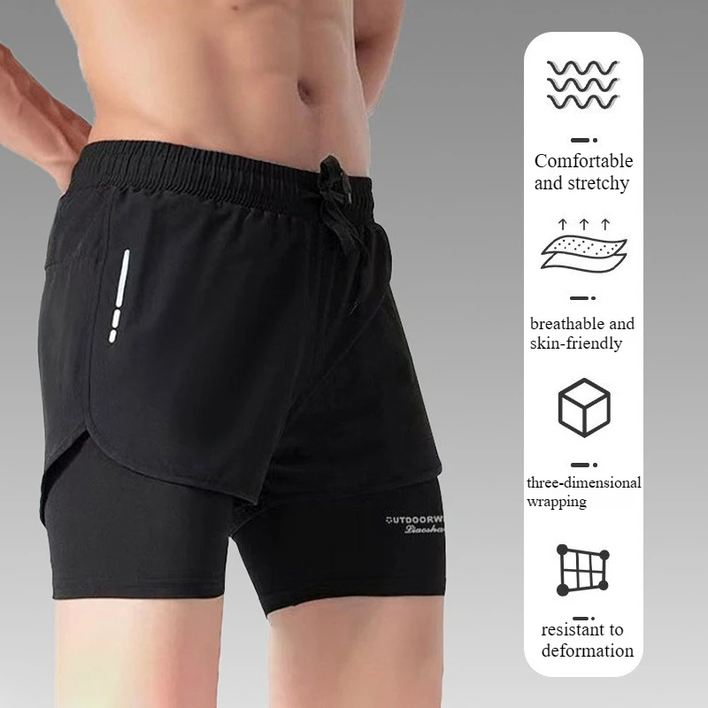 Men's Solid Color Fake Two-piece Swimsuit Double-layer Breathable Durable Drawstring Quick Drying Beach Pants Swim Trunks Male
Men's Solid Color Fake Two-piece Swimsuit Double-layer Breathable Durable Drawstring Quick Drying Beach Pants Swim Trunks Male