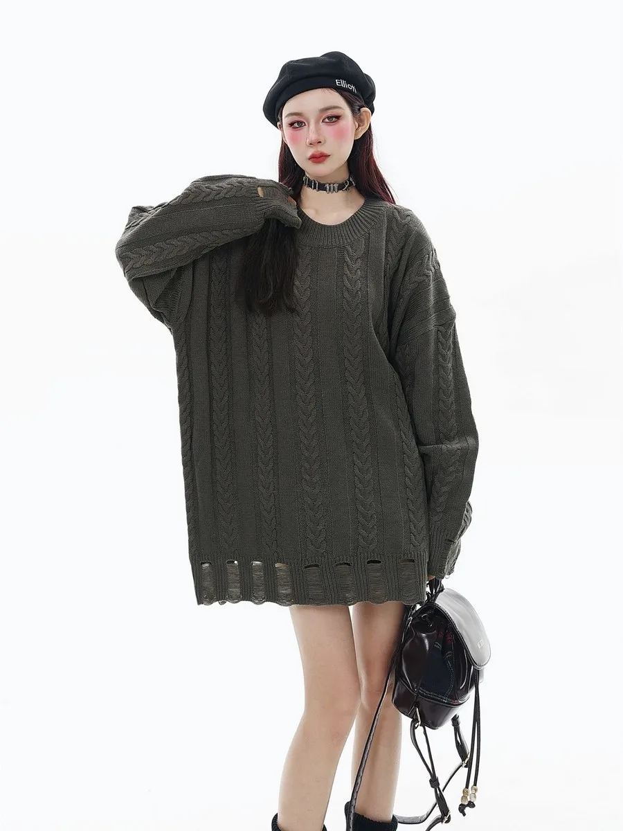Designer Torn Frayed Hem Gothic Sweaters for Women Girls Aesthetic Grunge Punk Winter Clothes Pullover Oversized Streetwear
Designer Torn Frayed Hem Gothic Sweaters for Women Girls Aesthetic Grunge Punk Winter Clothes Pullover Oversized Streetwear