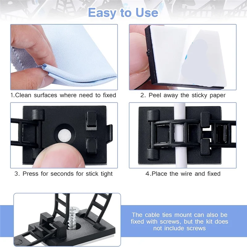A36T-100PCS Adjustable Adhesive Cable Ties Cable Clips, Self-Adhesive Nylon Cable Straps, Adhesive Cable Management Clips
A36T-100PCS Adjustable Adhesive Cable Ties Cable Clips, Self-Adhesive Nylon Cable Straps, Adhesive Cable Management Clips