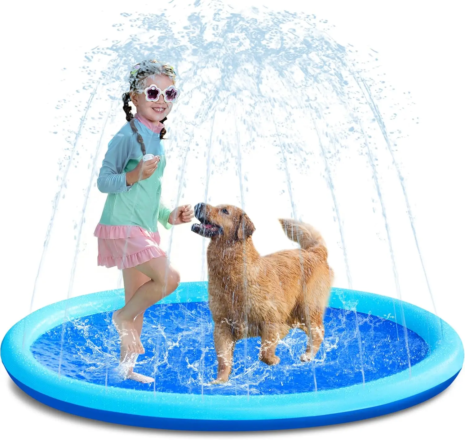 60" Non-Slip Splash Pad Sprinkler - Outdoor Water Play Mat for Kids & Pets, Thickened Backyard Pool Fun, Easy Setup, Blue
60" Non-Slip Splash Pad Sprinkler - Outdoor Water Play Mat for Kids & Pets, Thickened Backyard Pool Fun, Easy Setup, Blue