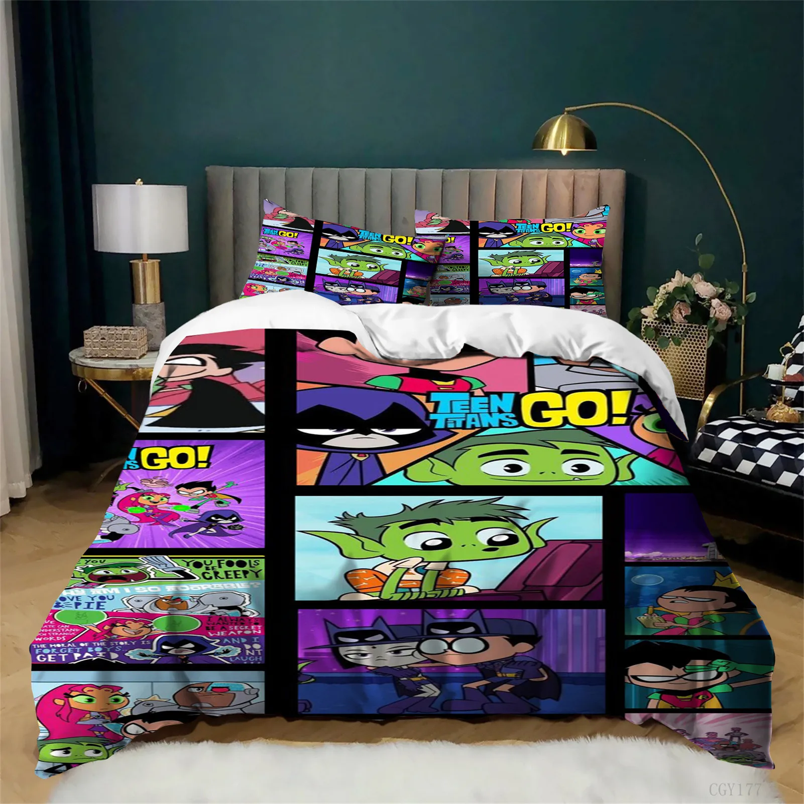 Kids Duvet Cover Set Teen Tit-ans Go Bedding 3 Pieces Bedding Set for All Season Lightweight Duvet Cover with Zipper Closure
Kids Duvet Cover Set Teen Tit-ans Go Bedding 3 Pieces Bedding Set for All Season Lightweight Duvet Cover with Zipper Closure
