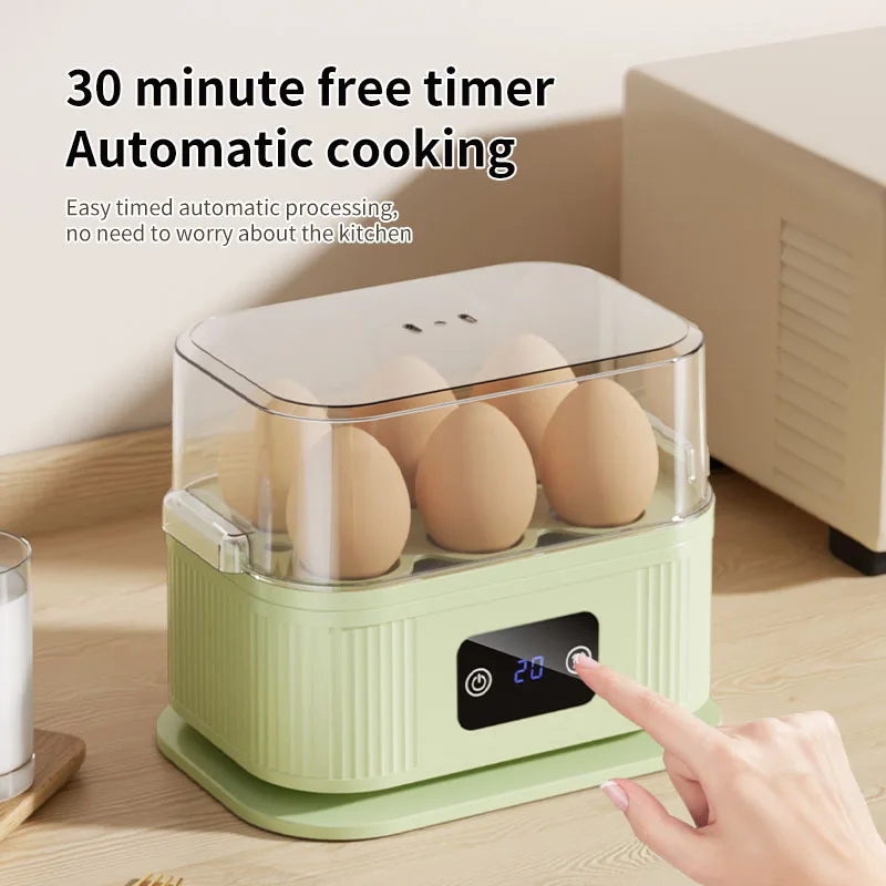 Multifunctional Electric Egg Cooker Kitchen Breakfast Maker 200W High-Power Smart Egg Steamer with Timer Function