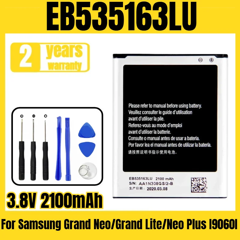 EB535163LU Samsung mobile phone battery,suitable for Samsung Grand Neo/Grand Lite/Neo Plus I9060I battery,free tool 3.8V 2100mAh
EB535163LU Samsung mobile phone battery,suitable for Samsung Grand Neo/Grand Lite/Neo Plus I9060I battery,free tool 3.8V 2100mAh