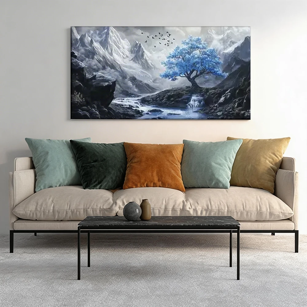 1pcwooden frame canvas decorative painting Mountain landscape, blue tree, birds.Corridor, Living Room Decoration
1pcwooden frame canvas decorative painting Mountain landscape, blue tree, birds.Corridor, Living Room Decoration