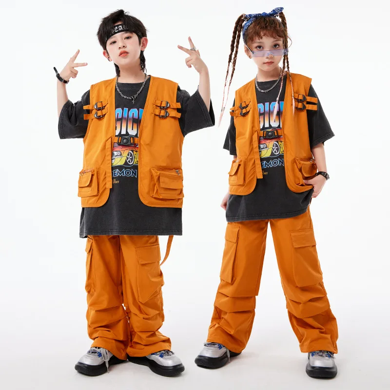 Kid Kpop Hip Hop Clothing Orange Sleeveless Jacket Vest Casual Pocket Cargo Pants Shorts for Girl Boy Jazz Dance Costume Clothes
Kid Kpop Hip Hop Clothing Orange Sleeveless Jacket Vest Casual Pocket Cargo Pants Shorts for Girl Boy Jazz Dance Costume Clothes