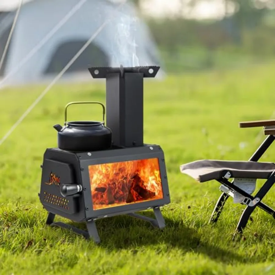 Portable Wood Stove, Hot Tent Stove w/X-Shaped Pot Holder, Anti-scalding Door Handle and Glass Window, Wood Burning Stove for C
Portable Wood Stove, Hot Tent Stove w/X-Shaped Pot Holder, Anti-scalding Door Handle and Glass Window, Wood Burning Stove for C