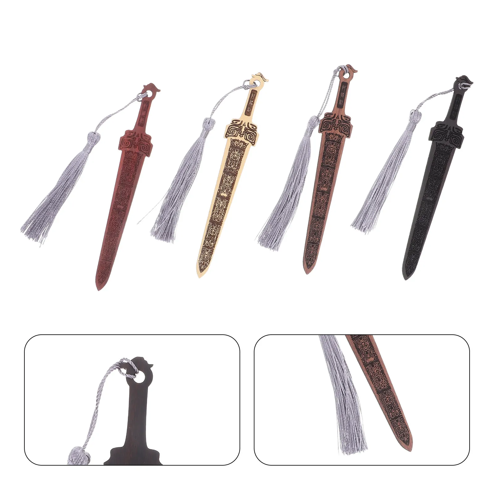 4Pcs Sword Shaped Wood Bookmark with Tassel Retro Vintage Chinese Style Book Mark Elegant Functional Page Protector for Readers
4Pcs Sword Shaped Wood Bookmark with Tassel Retro Vintage Chinese Style Book Mark Elegant Functional Page Protector for Readers