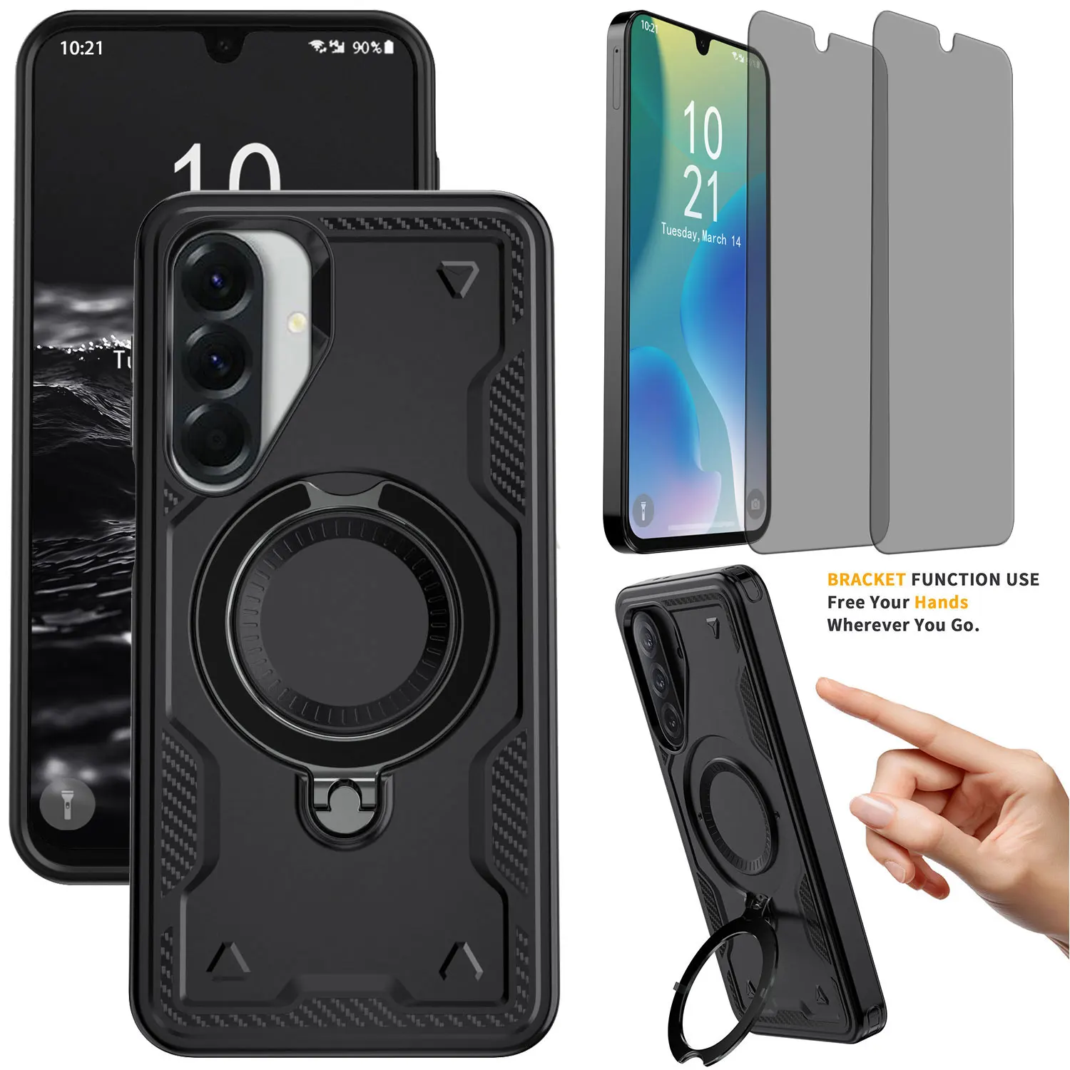 Shockproof Magnetic Phone Case Ring Kickstand Cover +2PCS Privacy Tempered Glass Screen Protectors For Samsung For Galaxy A26
Shockproof Magnetic Phone Case Ring Kickstand Cover +2PCS Privacy Tempered Glass Screen Protectors For Samsung For Galaxy A26