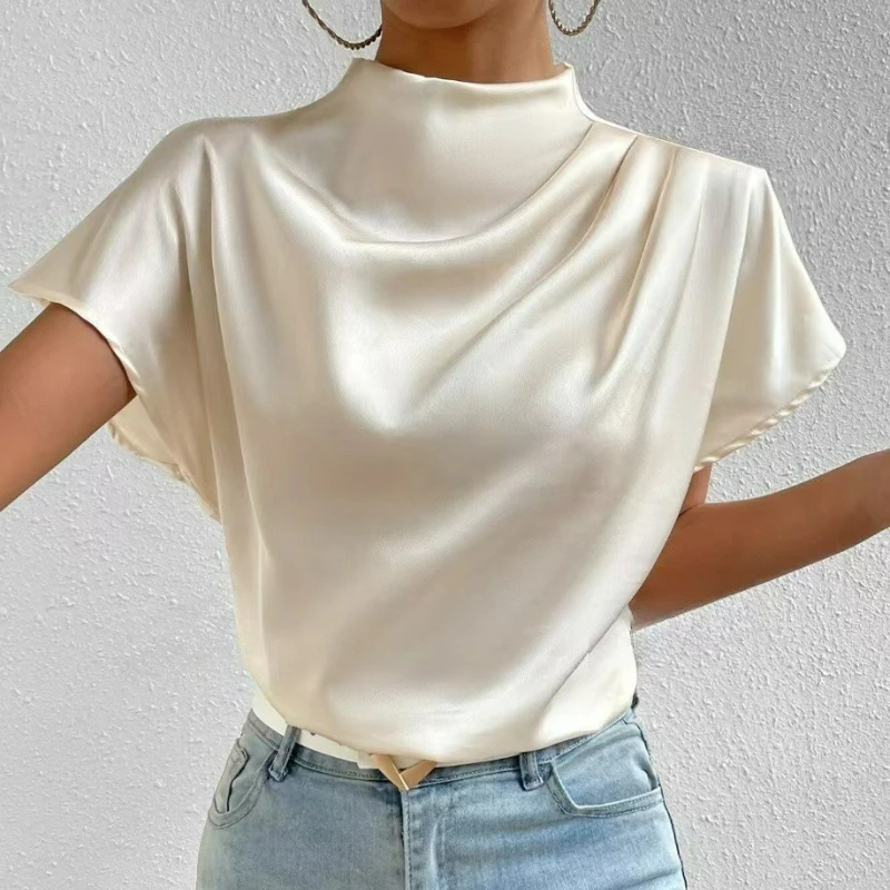 2026 Summer New Fashionable European American Round Neck Short Sleeve Left Shoulder Wrinkled T-shirt Color Ding Satin Women Top
2026 Summer New Fashionable European American Round Neck Short Sleeve Left Shoulder Wrinkled T-shirt Color Ding Satin Women Top