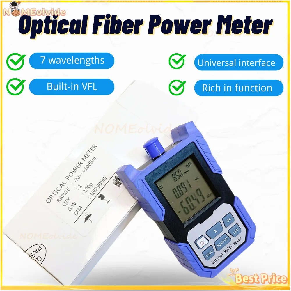 Mini Optical Power Meter Red Light Optical Fiber Tester Light Decay Processing Light Bulit-in VFL -70 to 10 and -50 to 26 dBm
Mini Optical Power Meter Red Light Optical Fiber Tester Light Decay Processing Light Bulit-in VFL -70 to 10 and -50 to 26 dBm